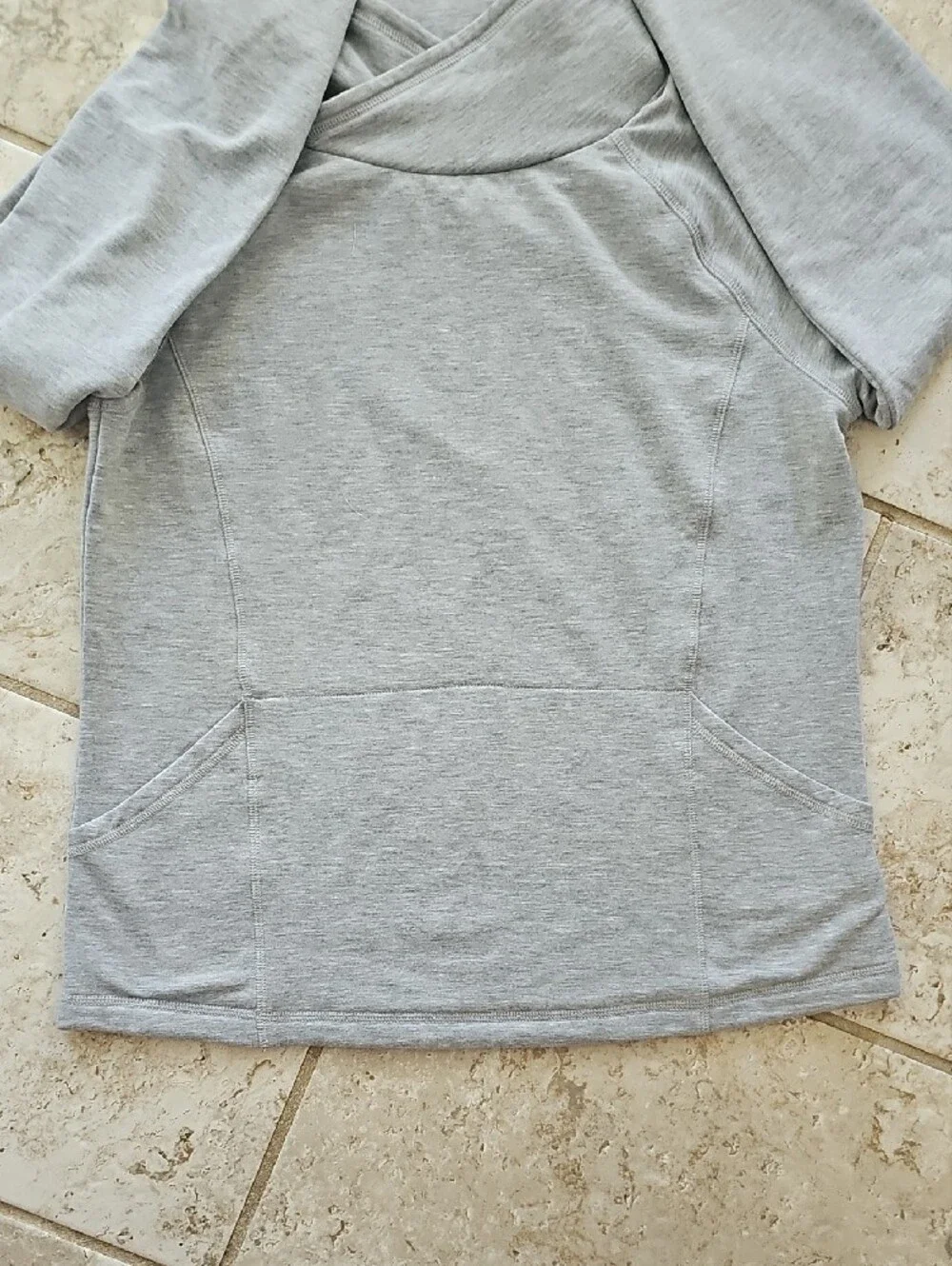 L.L. Bean Heather Light Gray Cross-Front Sweatshirt